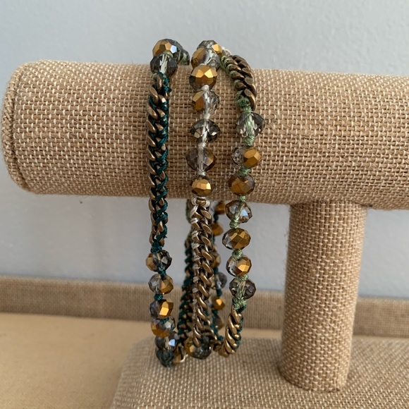 Chloe + Isabel Green + Gold Multi-Wrap Bracelet - Picture 2 of 5